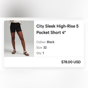 City Sleek High-Rise Pocket Short 4" - Black